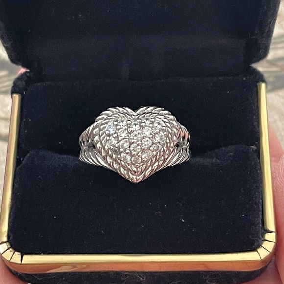 Judith Ripka pave set CZ solid sterling silver size 8 heart shaped ring - Picture 7 of 8